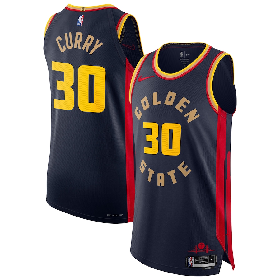 Men Golden State Warriors #30 Stephen Curry Nike Navy City Edition 2024-25 Authentic Player NBA Jersey